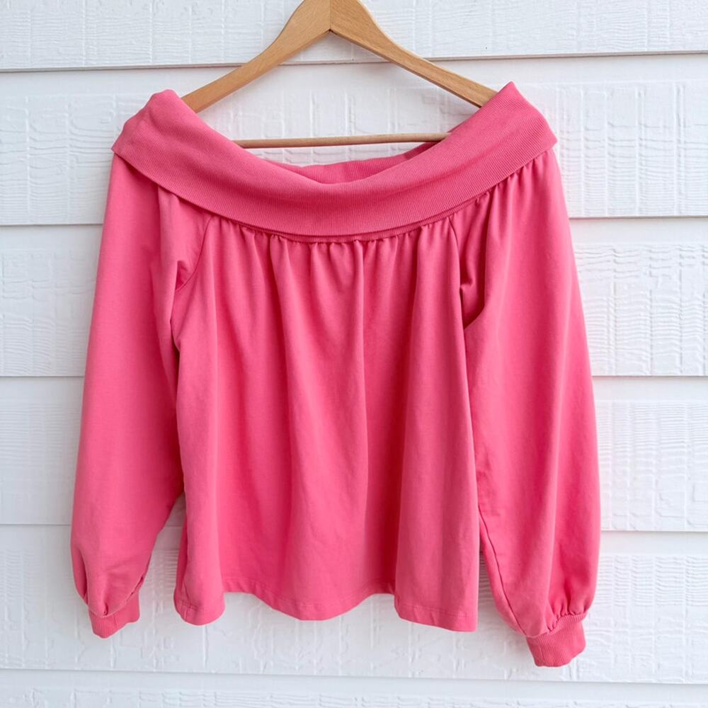 Maeve Anthropologie Coral Off Shoulder Balloon Sleeve Top SM